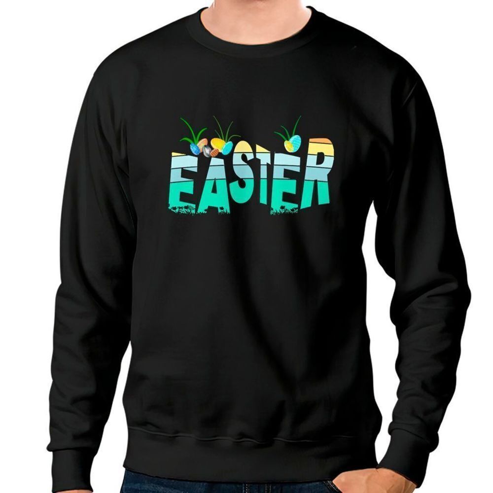 Easter Word Art Religious Quote Graphic Classic Crewneck Sweatshirt